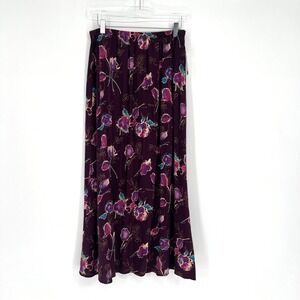 Vtg Liz‎ Baker Skirt Womens L Purple Floral Boho Peasant Whimsigoth Forest Fairy